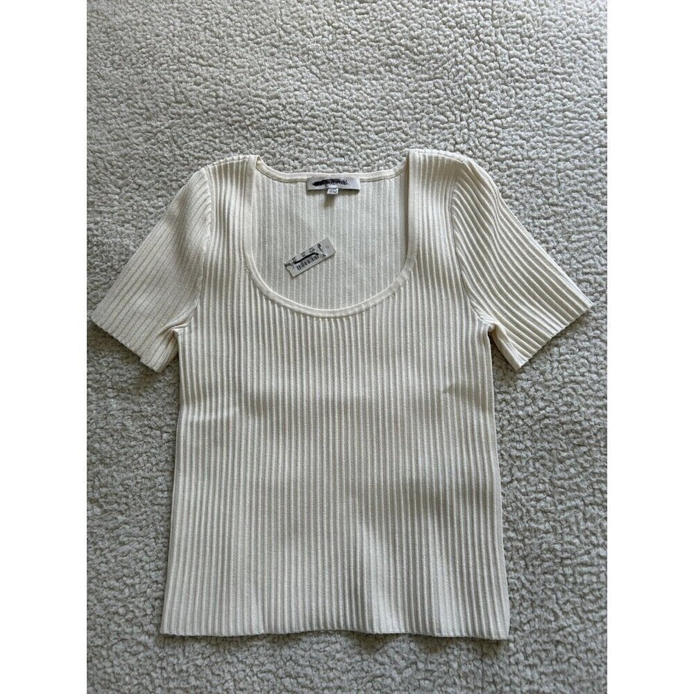 Madewell Womens Sculpt Ottoman Sweater Crop Tee T Shirt Top Ivory Size XXS